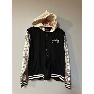 Dogg Supply by Snoop Dogg Varsity Hoodie Jacket Black Bandana Sleeves Men’s M